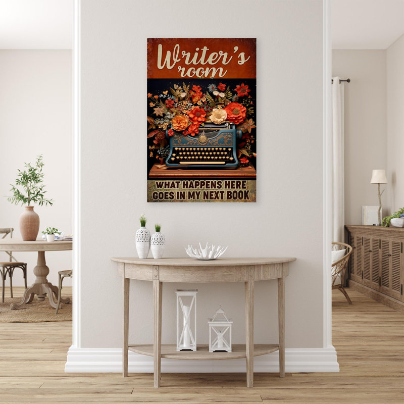 Magdline Writer Room - 1 pièce, reproduction d'art graphique sur toile tendue, L 24 po x H 36 po x P 1,25 po