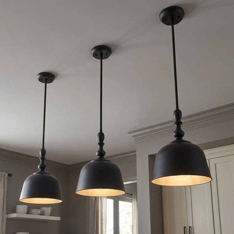 Hempstead 1-Light Dimmable Dome Pendant, Matte Black