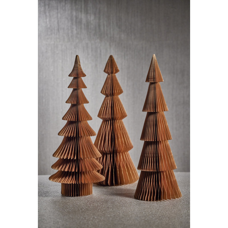 24" Paper Decorative Verbier Trees, Set of 2, Gold