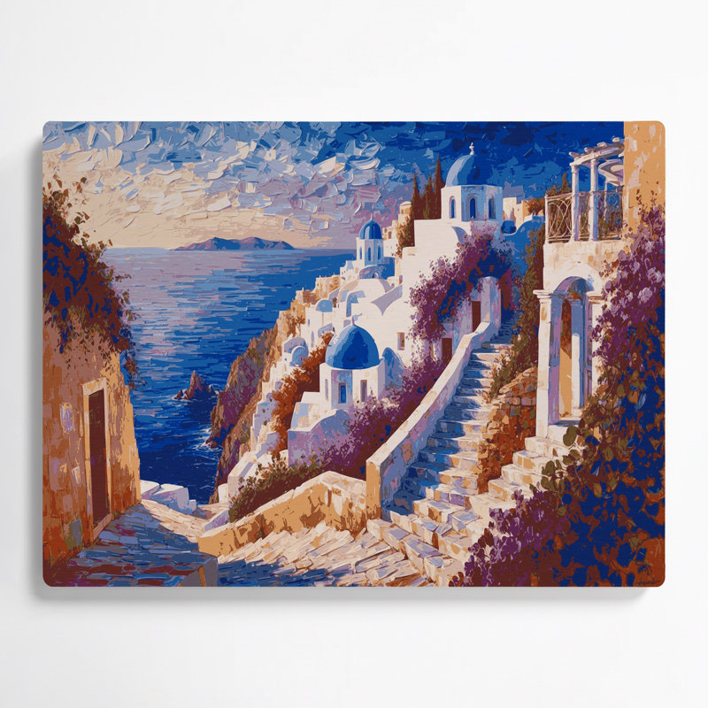 Villes, Grèce, Grèce, art mural en métal mauve, H 24 po x l 36 po