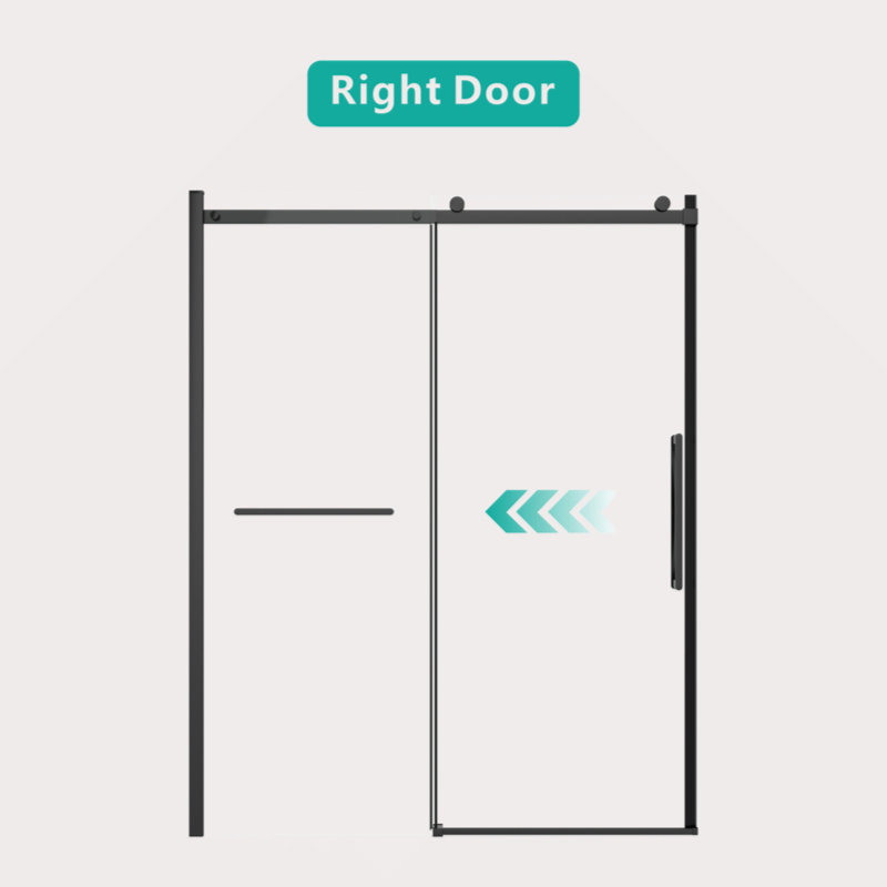S-RM6076TB 56-60"W X 76"H Sliding Shower Door, Frameless Glass Shower Door With Hardware, Towel Bar And Handle,Drop Shipping Available