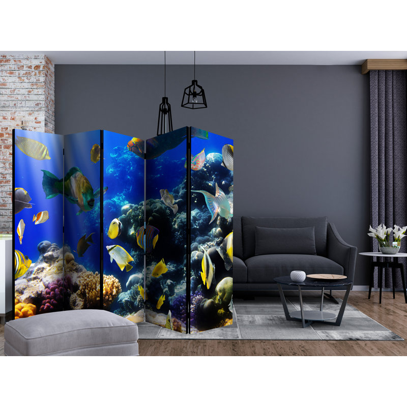 Gundhild 225cm W x 172cm H Solid Wood Folding Room Divider, 5
