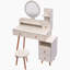 Meuble-lavabo de chambre à coucher, coiffeuse avec tabouret rembourré et miroir DEL-123300713
