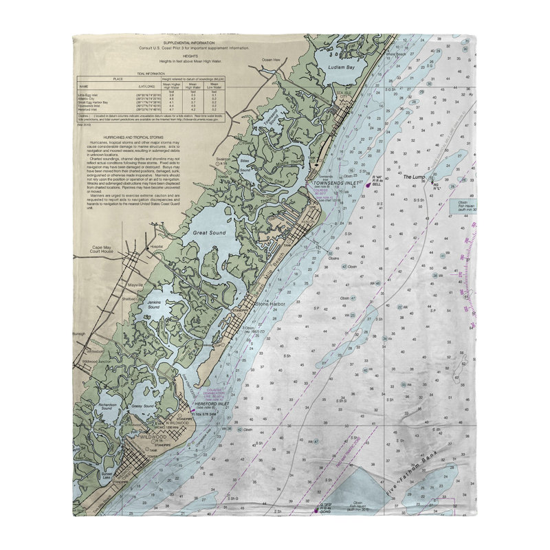 Avelon, NJ Nautical Map Silk-Touch Throw