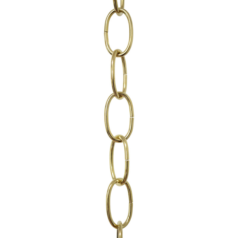 Micro Standard Link Lighting Fixture Chain or Chain Break (3 Feet), Polished Brass