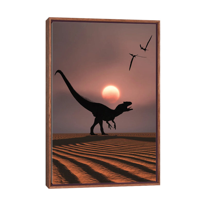 An Allosaurus Dinosaur Calling Out Against A Jurassic Sky by Mark Stevenson - Print on Canvas