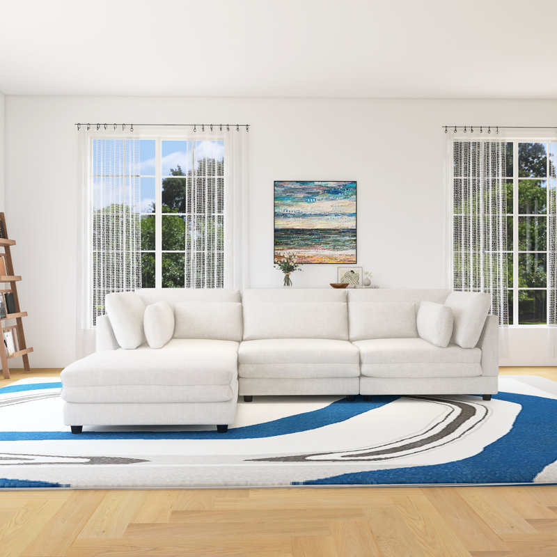 Canapé modulaire moderne avec repose-pieds mobile