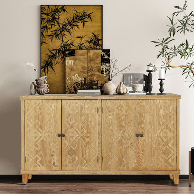Langham 59" Brown Accent Cabinet Sideboard With 4 Doors