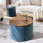 Ensemble de repose-pieds avec rangement 2 pièces avec tabouret tambour et plateau en panneau de fibres à densité moyenne - repose-pieds multifonction bleu foncé et petit siège pour le salon-76852684