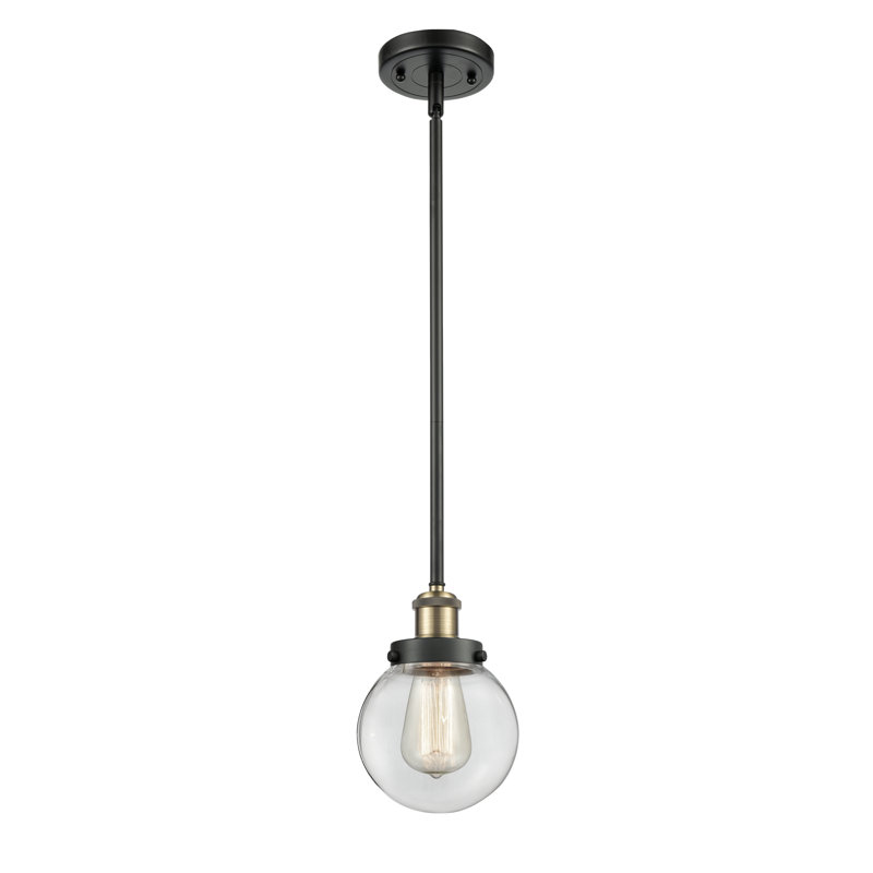 Luminaire suspendu à 1 lumière Lorri, Ampoule non incluse, Laiton antique noir, Transparent / clair