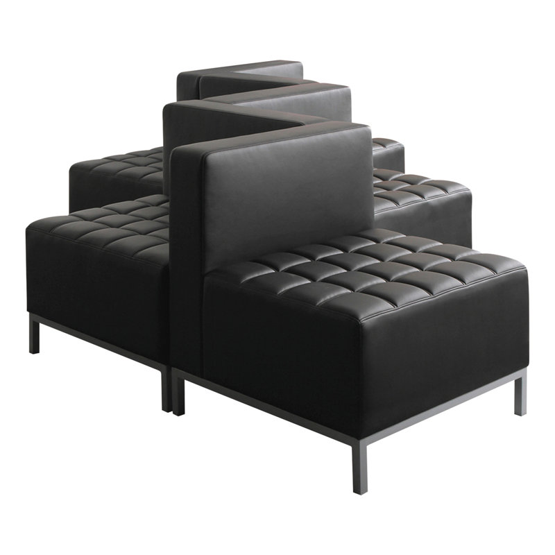 Black Tufted Upholstered Armless Slipper Chair with Steel Legs