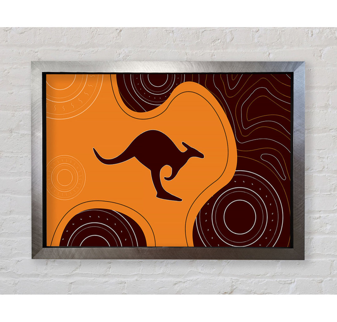 Gerahmter Kunstdruck Aboriginal Kangaroo 3