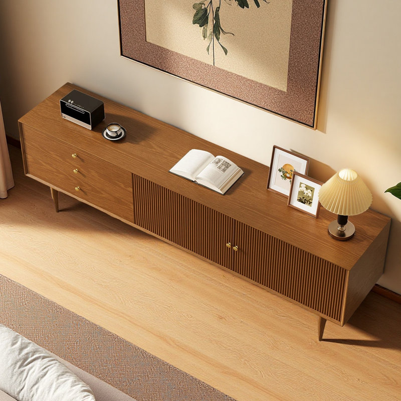 Modern Farmhouse 71" TV Stand for Tvs up to 70'' with Three Drawers and Cabinets