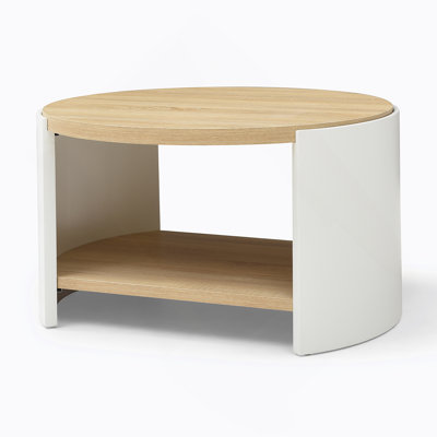 Table basse, bureau en bois rustique à 2 niveaux avec tablette de rangement