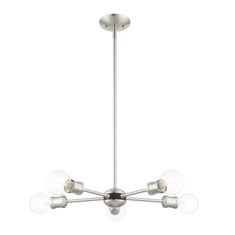 Lustre sphérique Spoutnik à 5 lumières, Nickel brossé