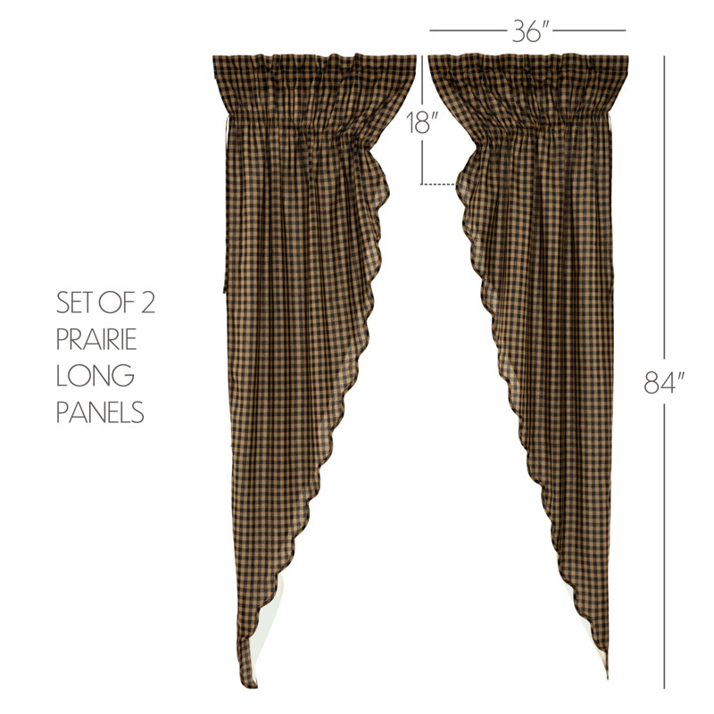 Mcknight 100% Cotton Room Darkening Curtain Panel Pair, Black/Khaki, 36" W x 84" L