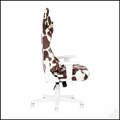 Fauteuil de jeu confortable à imprimé vache avec mousse à mémoire de forme et appui-tête réglable pour une expérience de jeu améliorée