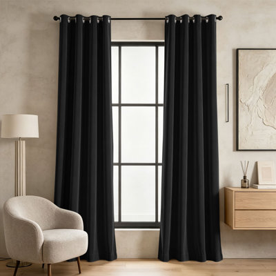  2-Pack Velvet Grommet Curtains, 70%-90% Blackout