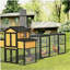 Grand poulailler en bois noir de 150 po avec poules et nichoirs, plateau coulissant, porte coulissante, grillage antidérapant pour 4 à 6 poules-695071435