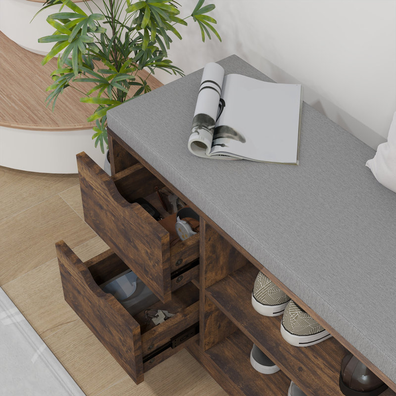 Banc d'entrée pour chaussures avec tiroir et rangement
