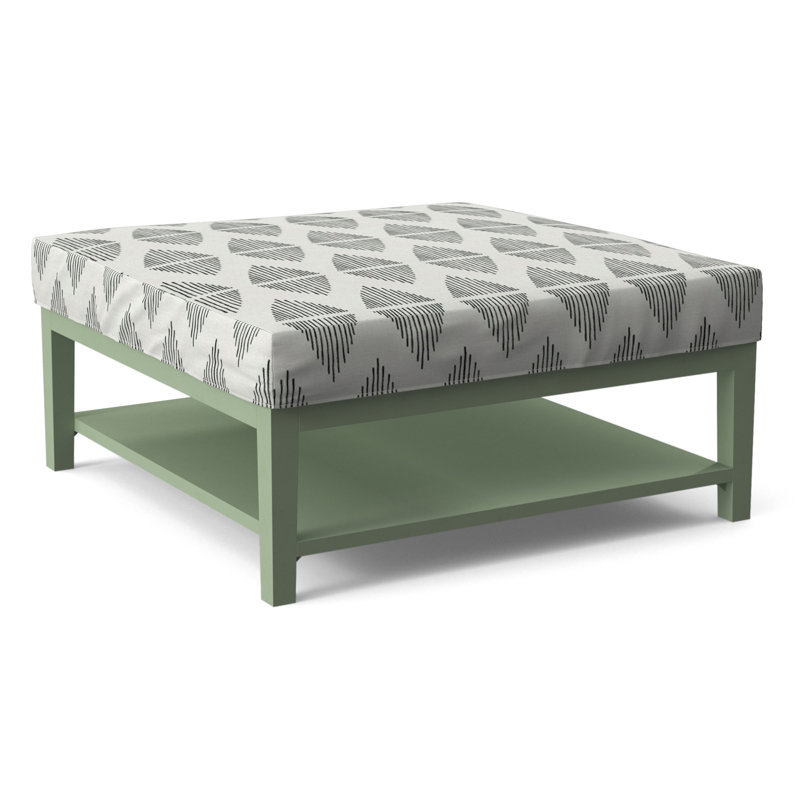 Hammond Square Ottoman, Beige Performance Fabric; 0851-73, Celery Finish