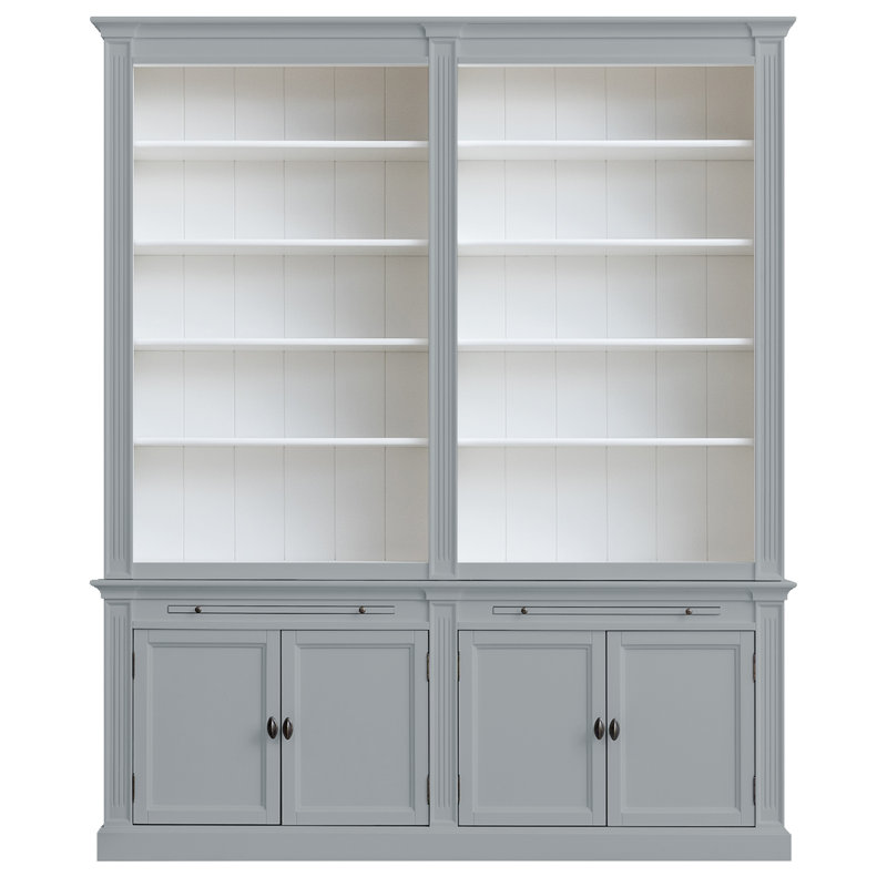 Bowland 240cm H x 200cm W Library Bookcase, Light Grey/White