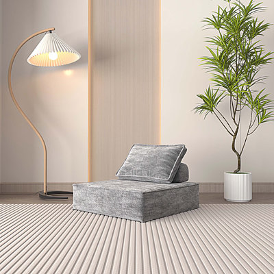 Modern Modular Sectional Single Sofa, Armless Floor Sofa Couch Accent Chair with Removable Back Cushion