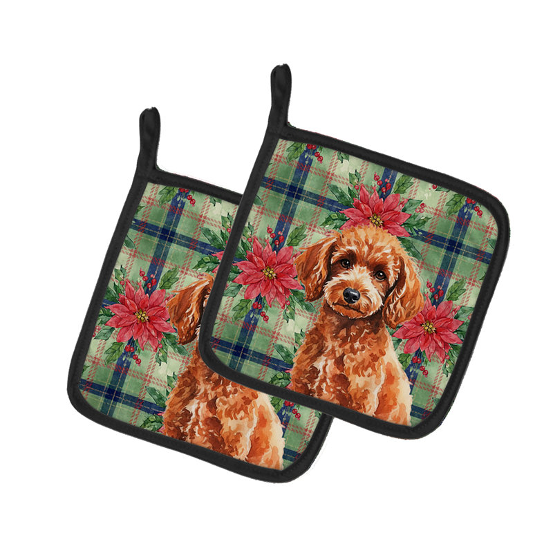 Paire de porte-casseroles Toy Poodle, Rouge
