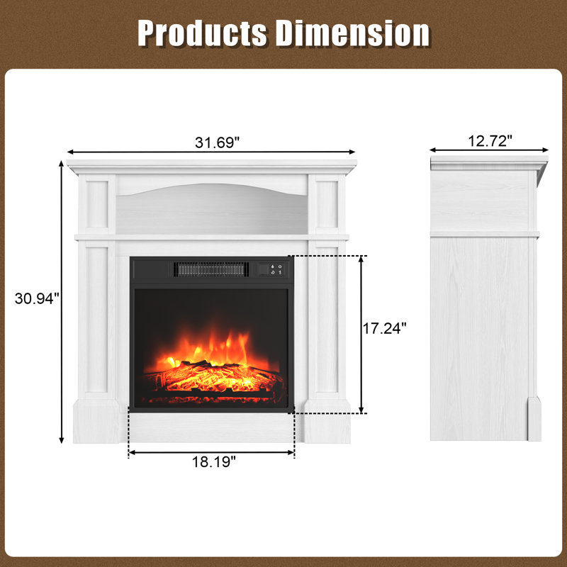 Deneise 31.69'' W Electric Fireplace with Mantel, White