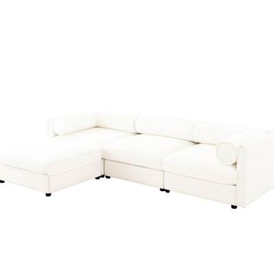 Contemporary 3 Chenille With And Storage In White Chic Modern Design