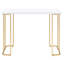 Bureau d'ordinateur blanc et doré - Espace de travail spacieux, style bureau, avec beaucoup de rangement et des pieds en métal stables.
