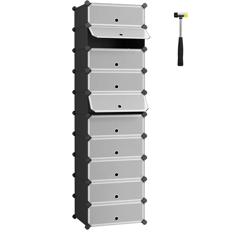 20 Pair Shoe Storage Cabinet, Black