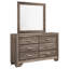 Commode large Bello avec miroir assorti, 6 tiroirs, bois taupe délavé-117056097