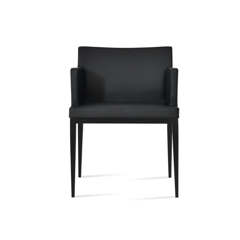 Chaise avec accoudoirs à dossier rembourré Soho, Noir, Similicuir os