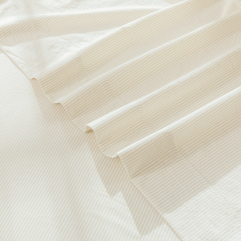 Ensemble de draps 100% coton lavé MooMee, Ensemble de draps pour grand lit avec 2 taies d'or