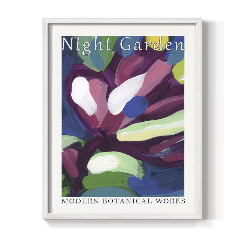 " Night Garden Exhibition Posters IV ", 15" H x 12" W, White
