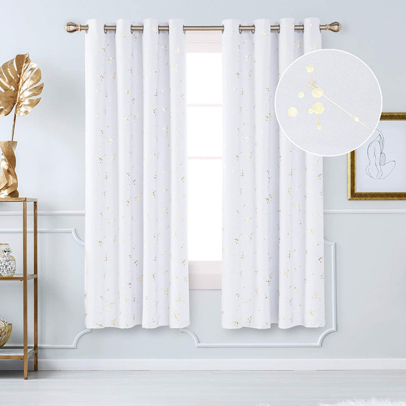 Bertie Room Darkening Thermal Curtains, Greyish White, Width 117 x Drop 183 cm