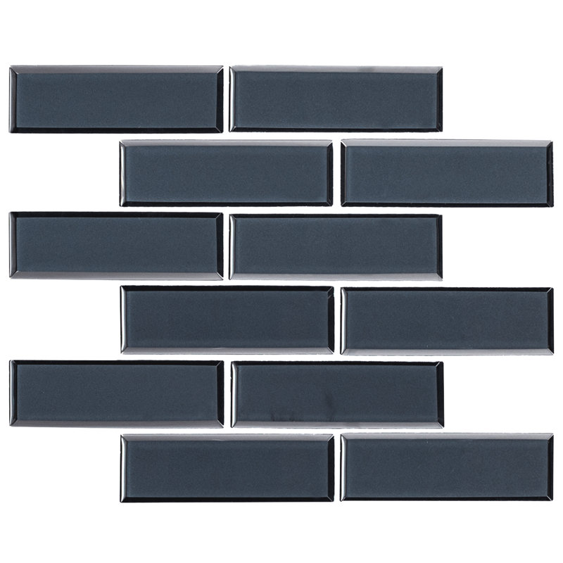 Bayla Azure Subway 12 in. x 12 in. Glossy Glass Mosaic Wall Tile