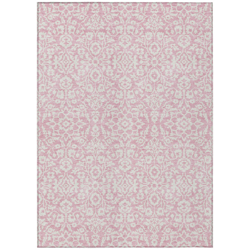 Tapis lavable intérieur / extérieur rose 5 pi x 8 pi
