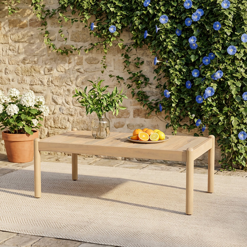 Table basse d'extérieur en bois d'acacia Haven avec plateau à lattes, Light Teak