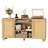 65" Rustic Boho Media Center with Rattan Cabinet Door and Cord Holes