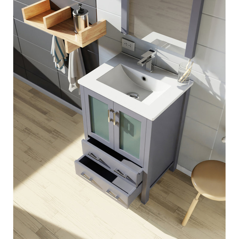 Meuble-lavabo gris foncé 30 po X P 18,25 po D, Gris foncé, 30"