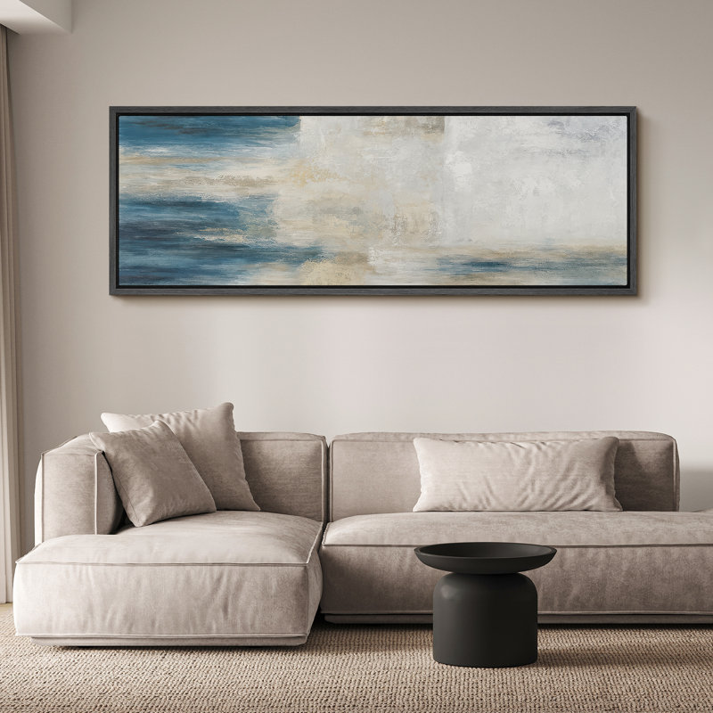 Grande impression sur toile encadrée, reproduction abstraite neutre pour décoration intérieure moderne, H 20 po x l 60 po