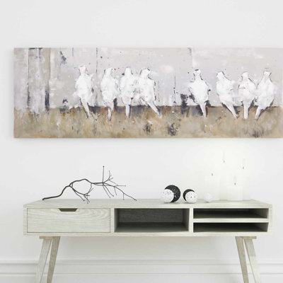 Eight Perched Birds' Oil Painting Print on Canvas