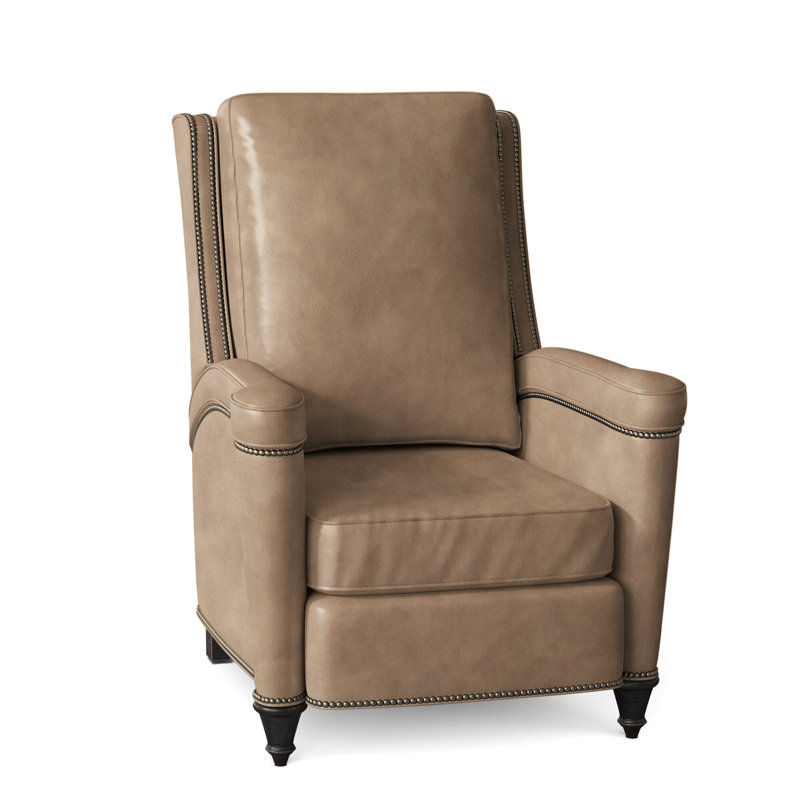 Mayes Recliner, Aline Light Gray Stonewash Genuine Leather, Plantation, Gunmetal