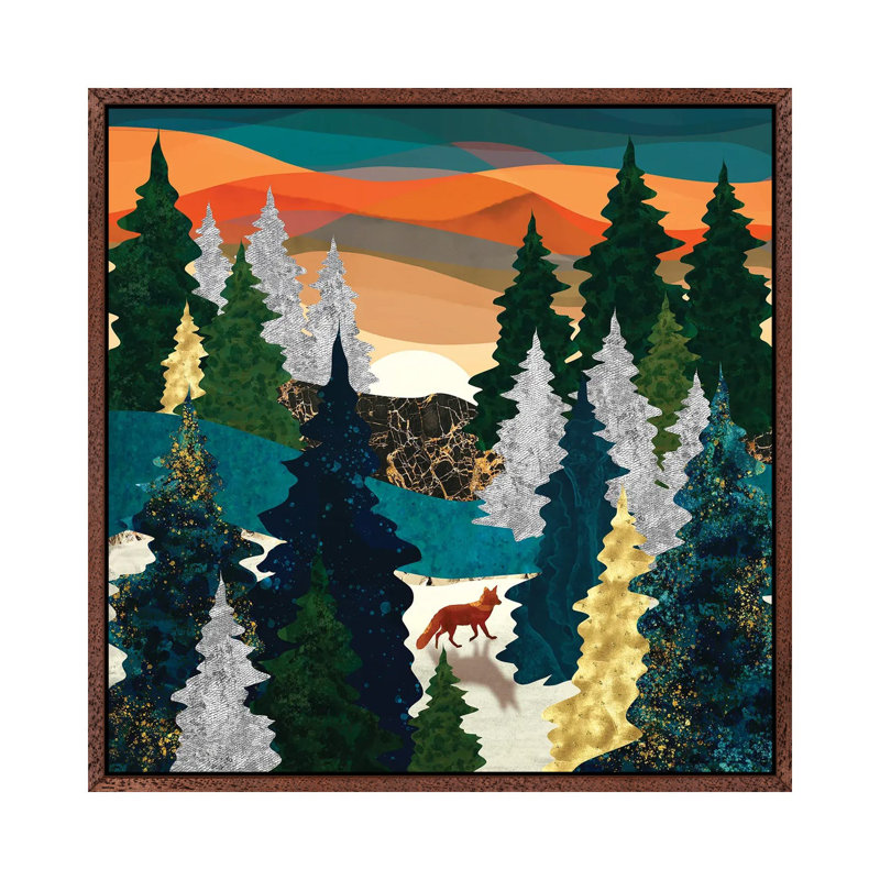 Amber Fox - Print on Canvas, 66.04 cm H x 66.04 cm W, Classic Brown Wood Framed