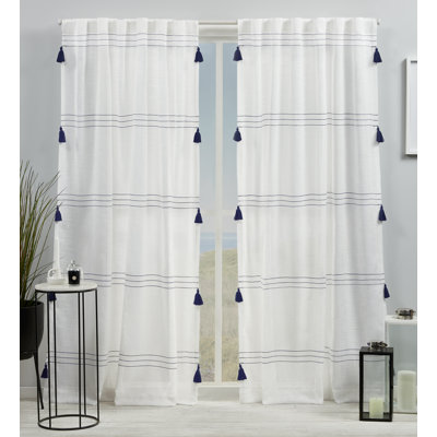 Kumsal Striped Semi-Sheer Rod Pocket Curtain Panels