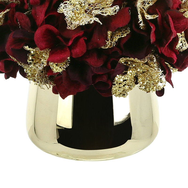 Hydrangea Holiday Arrangement Bundle, Red/Burgundy/Gold