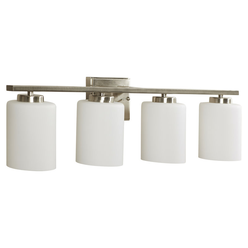 Éclairage pour meuble-lavabo 4 lumières Brazelton, Nickel satiné