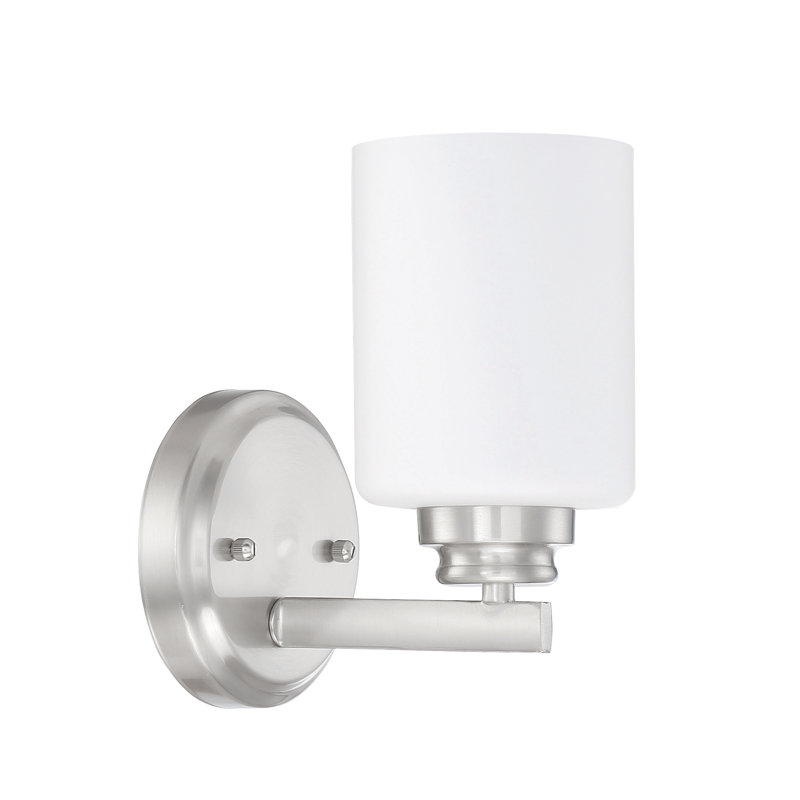 Deitre Armed Sconce, Brushed Polished Nickel, White Frosted